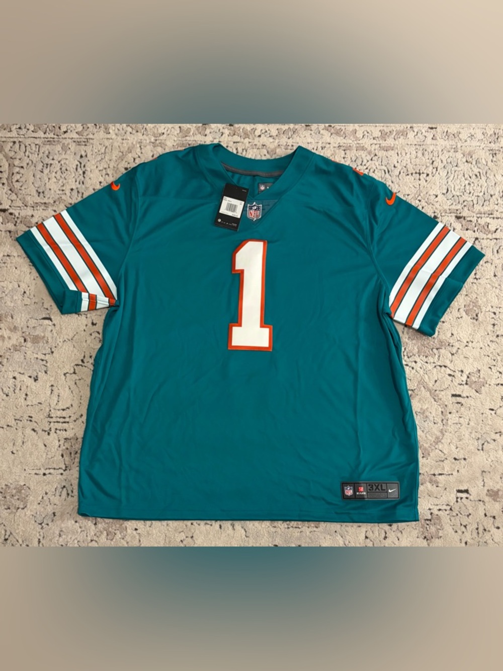 Nike Authentic Miami Dolphins Tua Tagovailoa #1 Aqua NFL Football Men’s Sz: 3XL - Picture 1 of 6